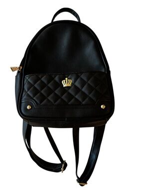 Juicy Couture Quilted Crown Accent Black Mini Backpack